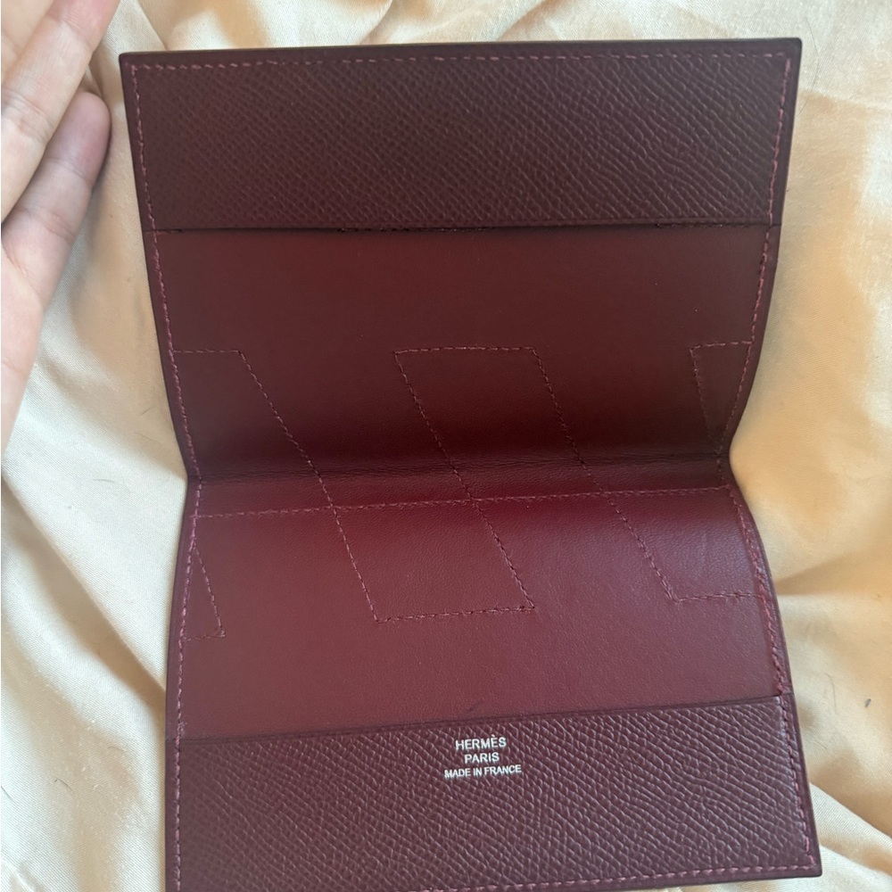 Hermes Brown and Burgundy H-Tag Passport Holder - Picture 5 of 10